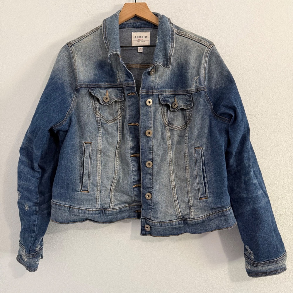 Torrid - Distressed‎ Denim Jacket Plus Size